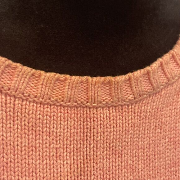 Vintage Y2K 00s Women's LL Bean Sweater Size M Pink Heavy Thick Cotton Knit - Picture 3 of 7